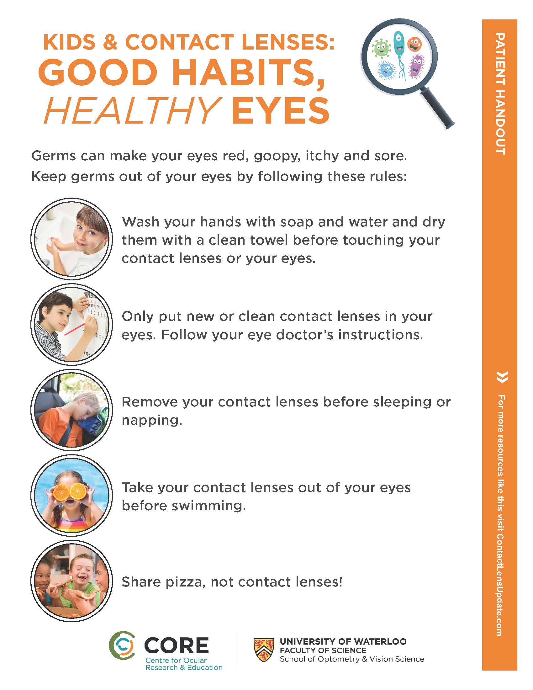Patient handout Good habits, healthy eyes for young contact lens