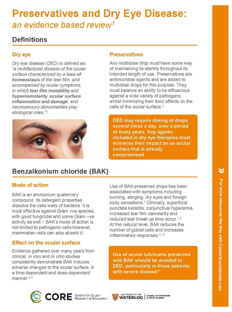 Practitioner Reference Preservatives and Dry Eye Disease Contact